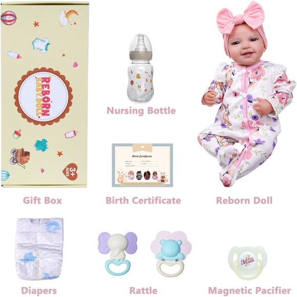 🆕20inch Soft Cloth Body Newborn Baby Dolls Poseable Limbs Sweet Smile Leen Girl - Picture 6 of 6